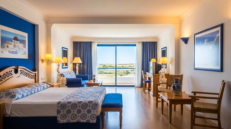 hotel suite after AI photo enhancement — LuxLens AI
