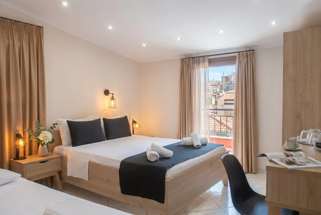 Double room above the rooftops after retouching