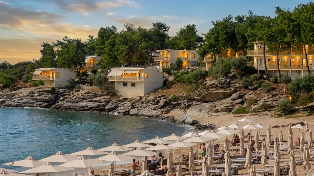 Beach resort bay after retouching