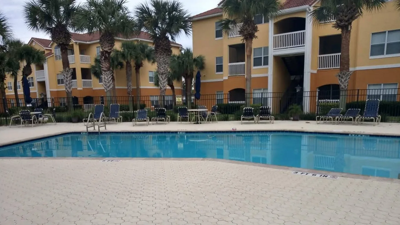 The same condo resort pool before retouching
