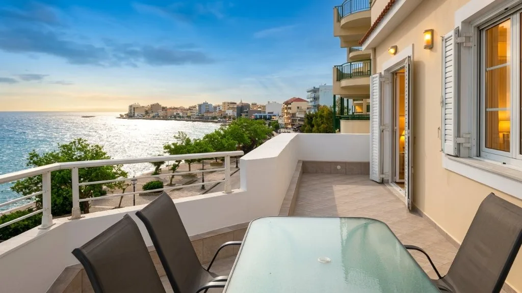 Apartment terrace with sea view after retouching