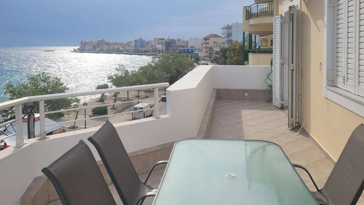 The same apartment terrace with sea view before retouching