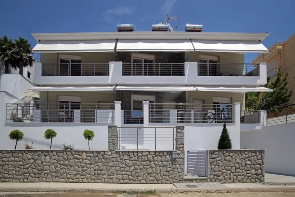 The same holiday apartment block before retouching