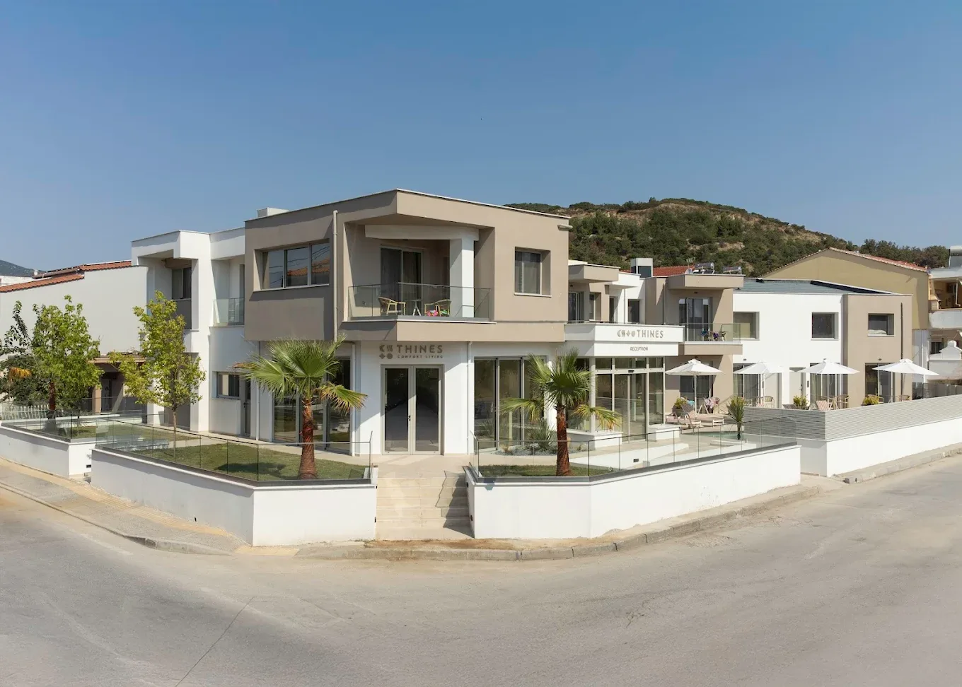 The same holiday villa complex before retouching