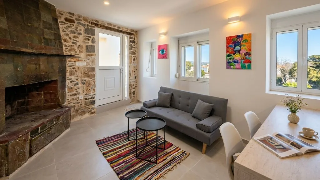 Villa living room after retouching